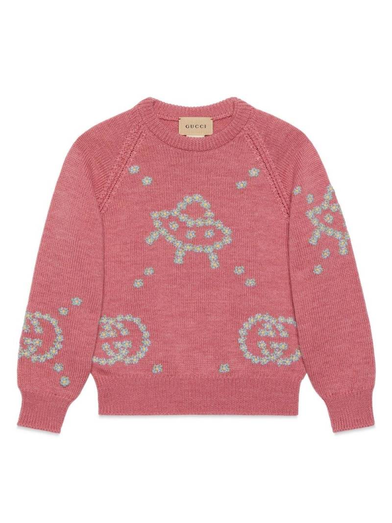 Gucci Kids intarsia-knit wool jumper - Pink von Gucci Kids