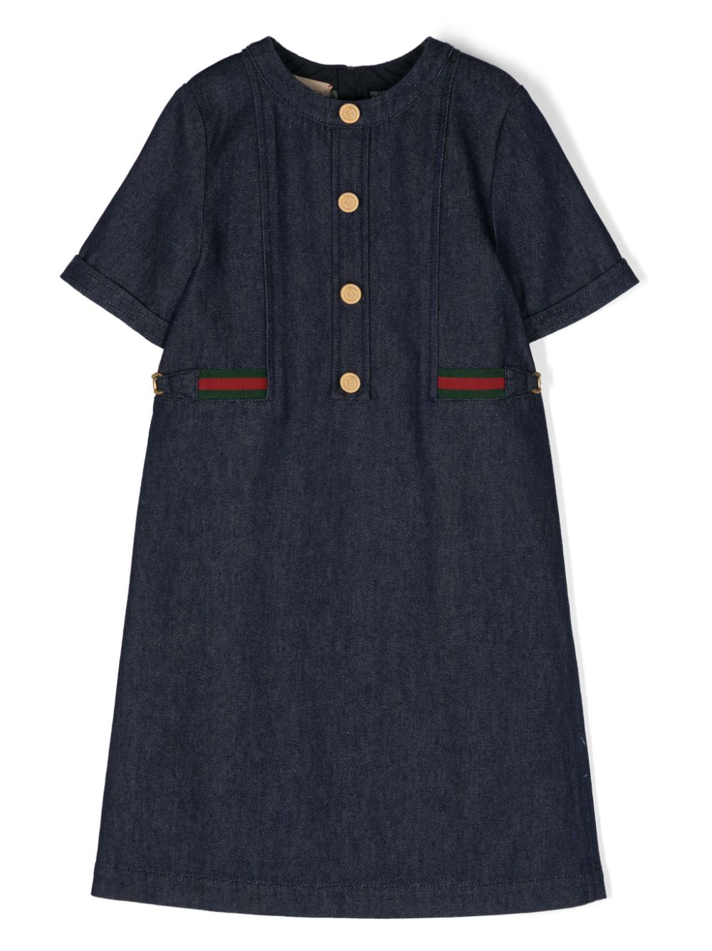 Gucci Kids Web-detailed mini denim dress - Blue von Gucci Kids