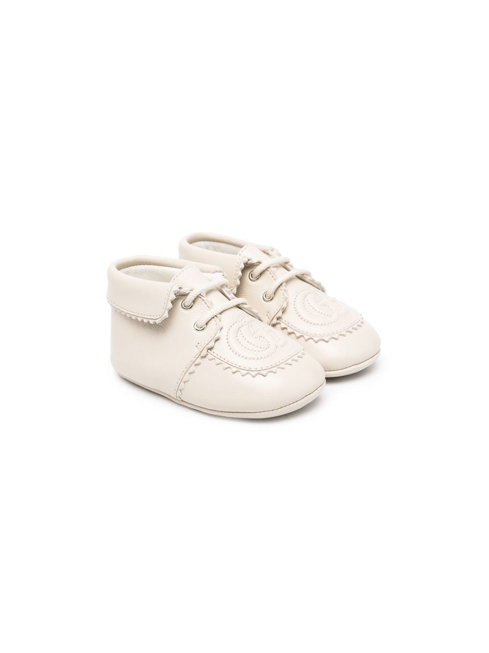 Gucci Kids logo-embroidered leather boots - Neutrals von Gucci Kids