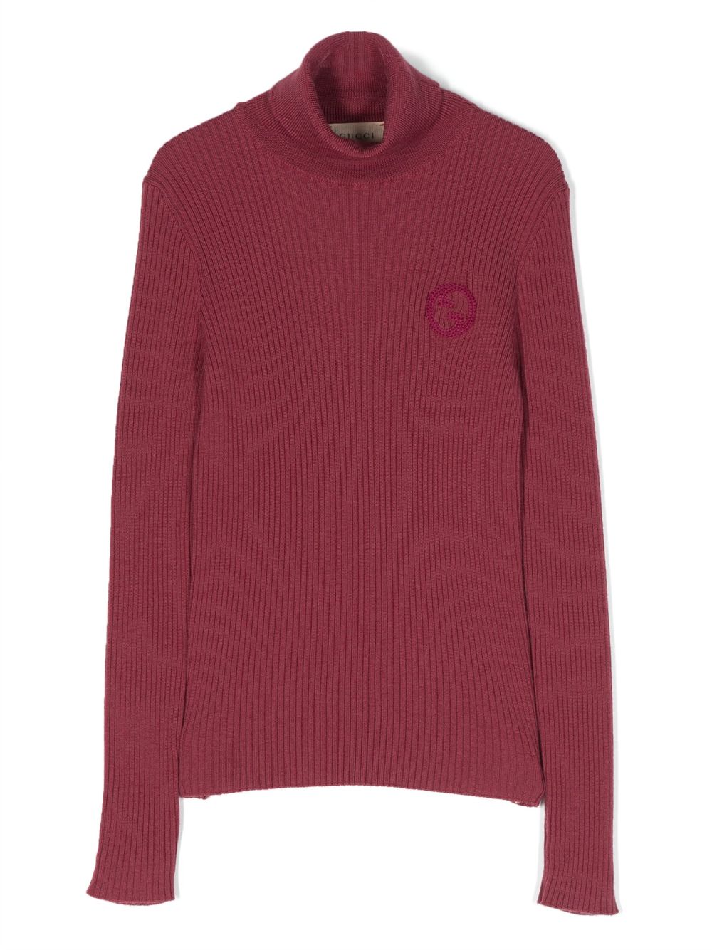 Gucci Kids logo-embroidered ribbed wool jumper - Pink von Gucci Kids