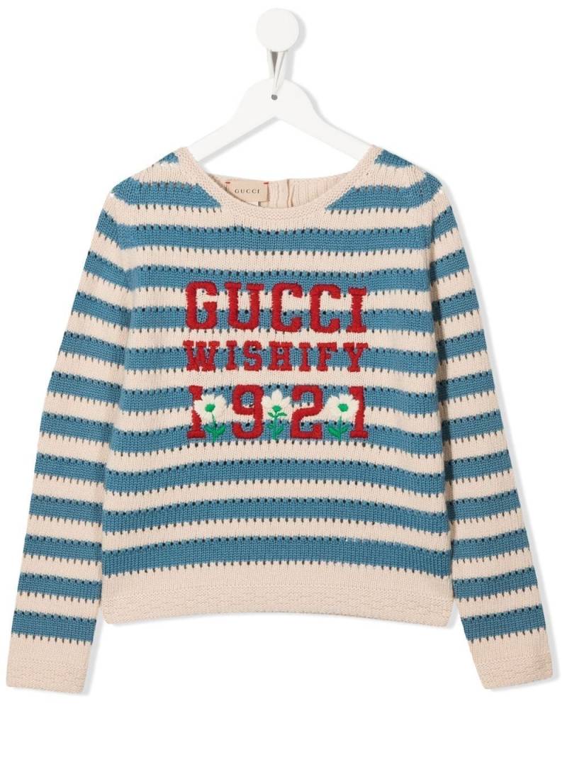 Gucci Kids logo-embroidered wool jumper - White von Gucci Kids