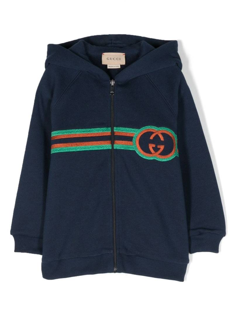 Gucci Kids logo-embroidered zipped hoodie - Blue von Gucci Kids