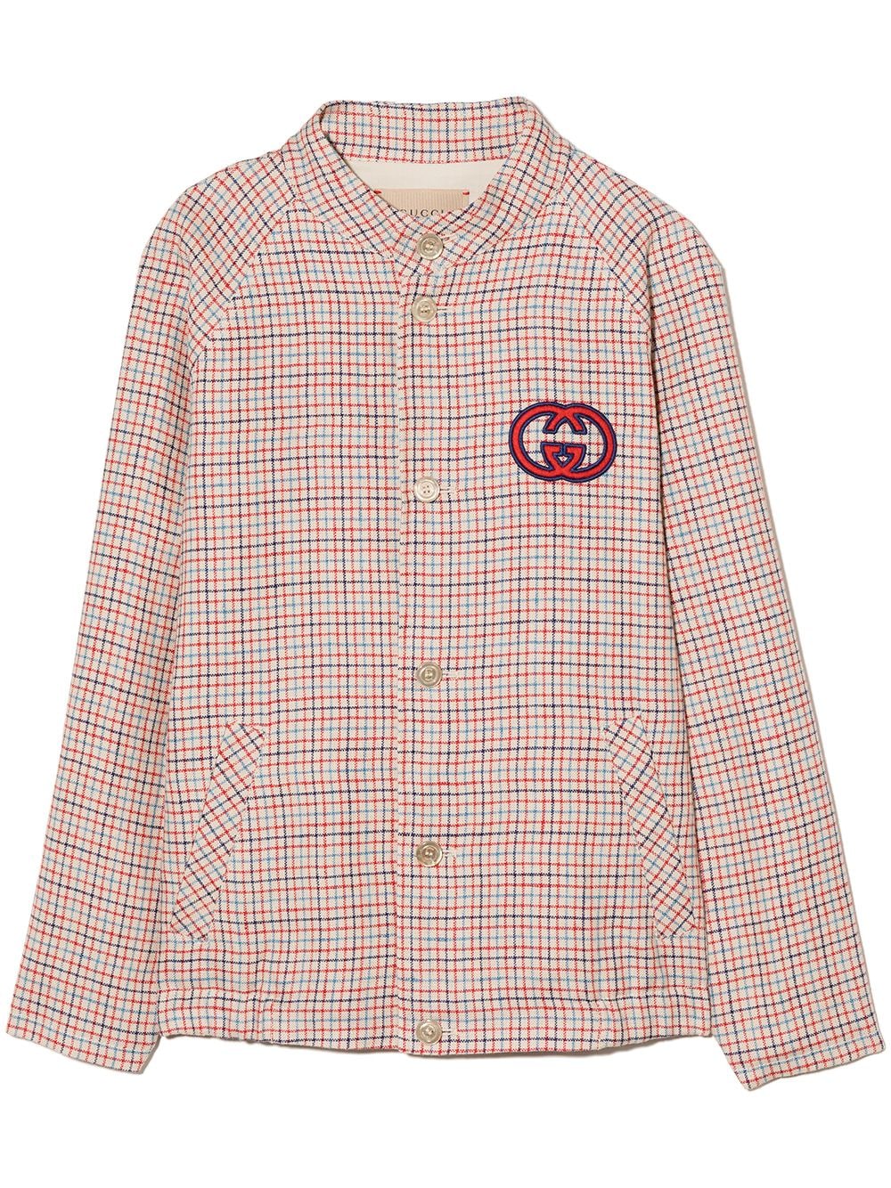 Gucci Kids logo-patch checked shirt jacket - Red von Gucci Kids
