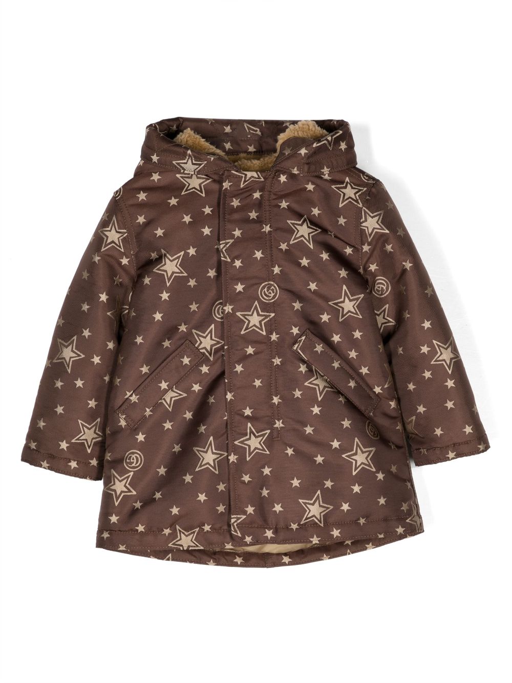 Gucci Kids padded Double G hooded jacket - Brown von Gucci Kids