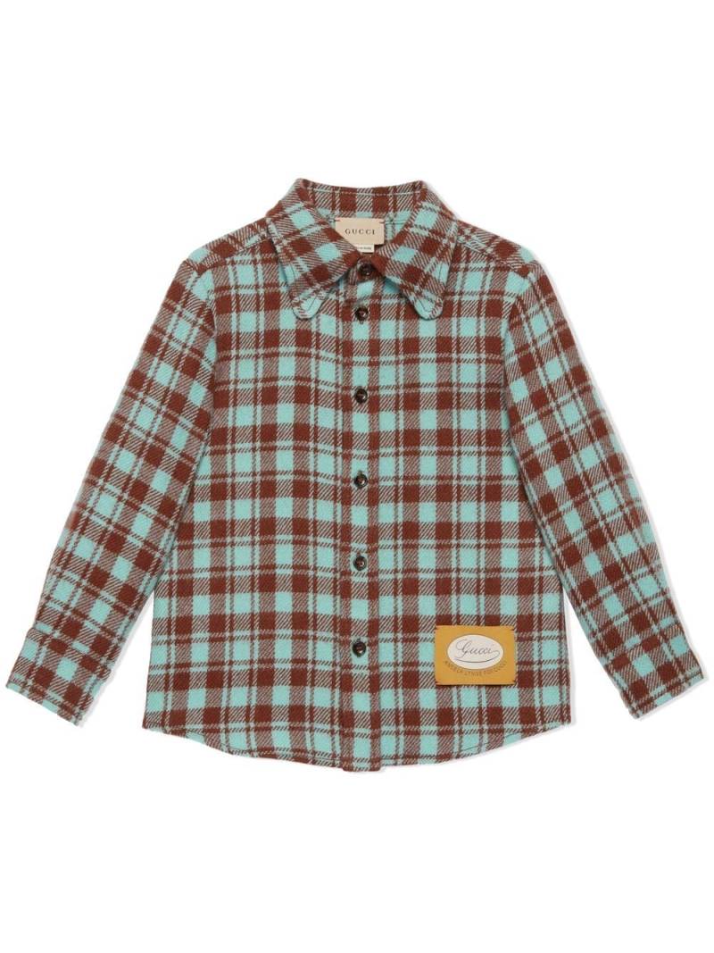 Gucci Kids plaid wool shirt - Brown von Gucci Kids