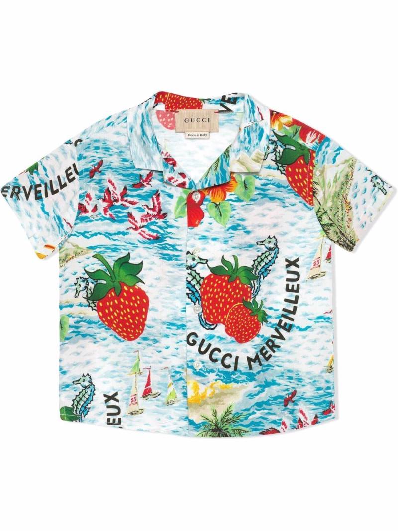 Gucci Kids strawberry print shirt - Blue von Gucci Kids