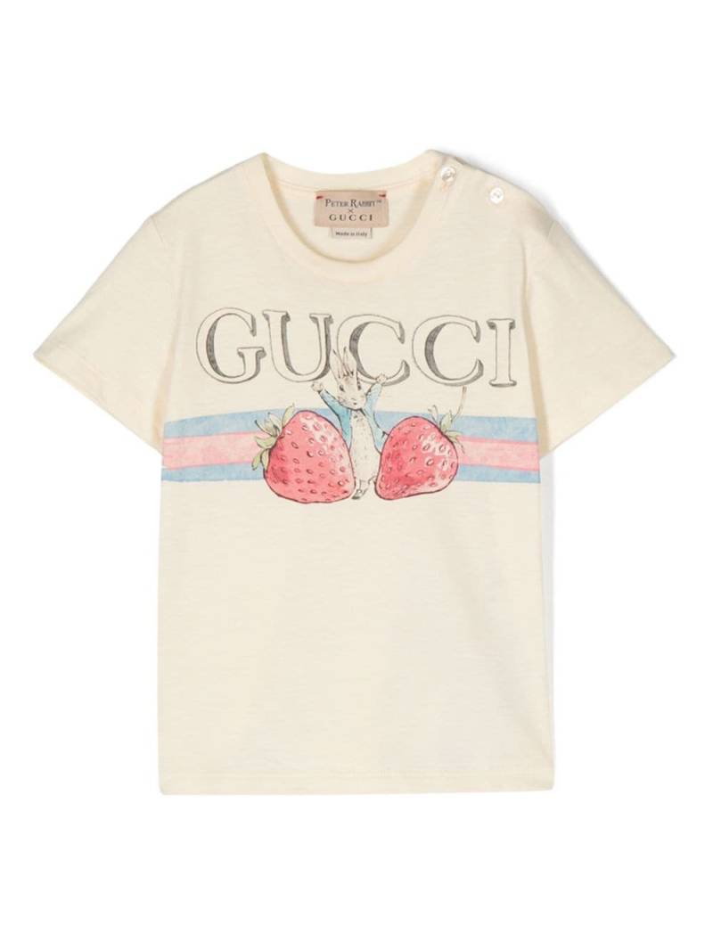 Gucci Kids x Peter Rabbit logo-print T-shirt - Neutrals von Gucci Kids