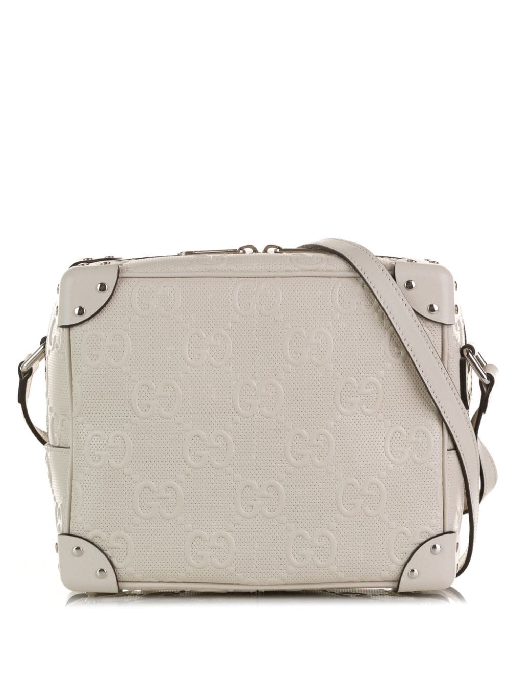 Gucci Pre-Owned 2015-2022 GG-embossed perforated crossbody bag - White von Gucci Pre-Owned