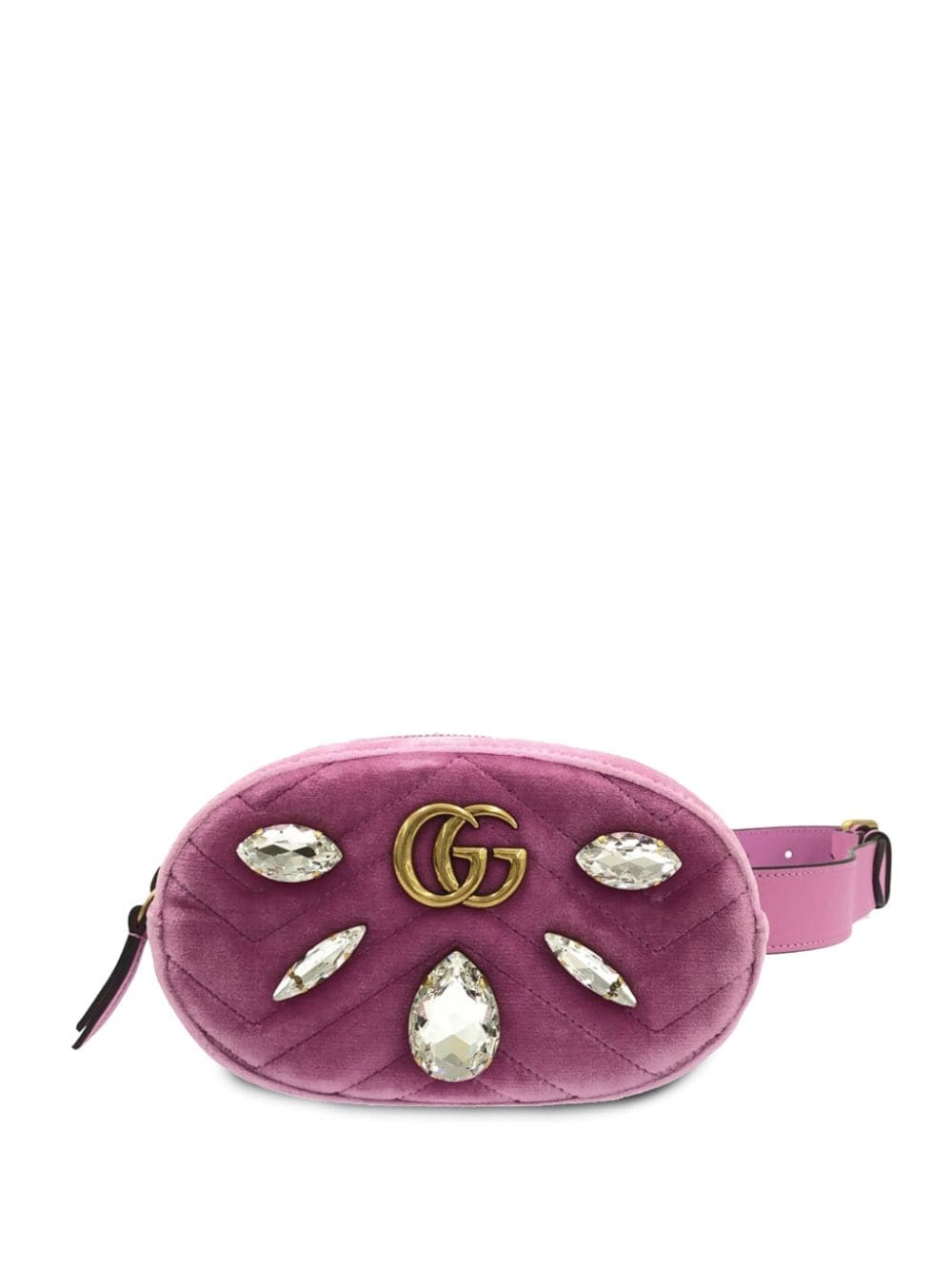 Gucci Pre-Owned 2016-2023 GG Marmont Velvet Crystal belt bag - Pink von Gucci Pre-Owned