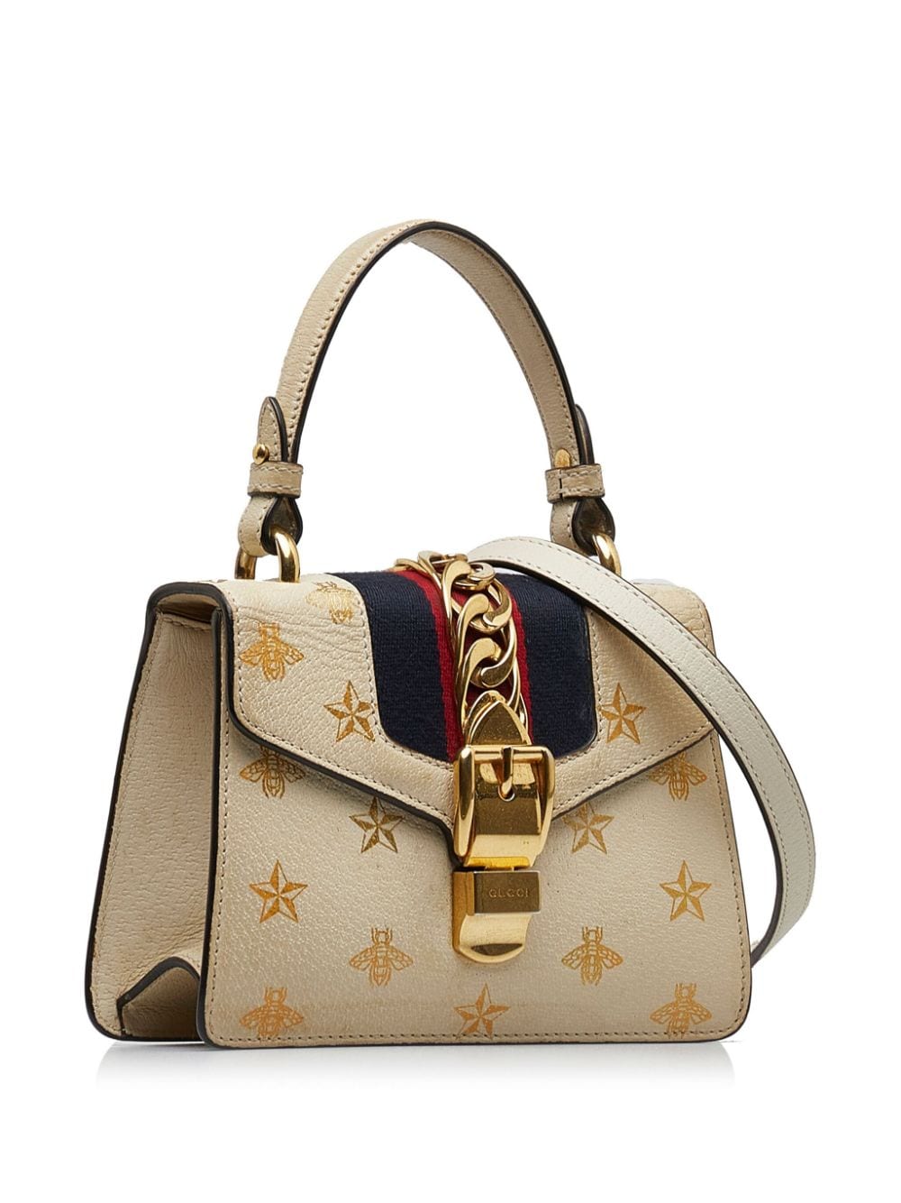 Gucci Pre-Owned 2016-2023 mini Sylvie Bee Star two-way bag - White von Gucci Pre-Owned