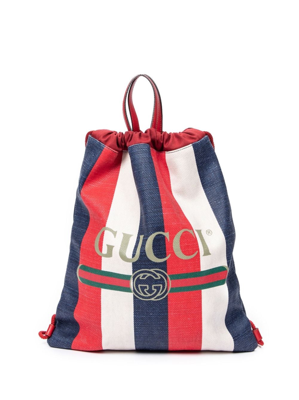 Gucci Pre-Owned logo-print striped canvas backpack - Blue von Gucci Pre-Owned