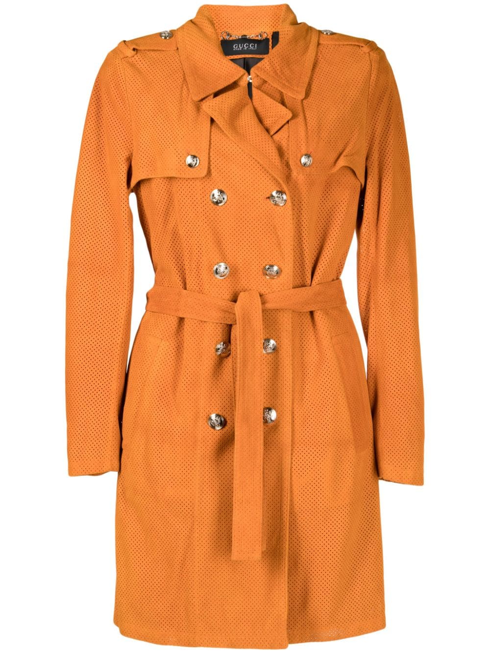 Gucci Pre-Owned perforated suede trench coat - Orange von Gucci Pre-Owned