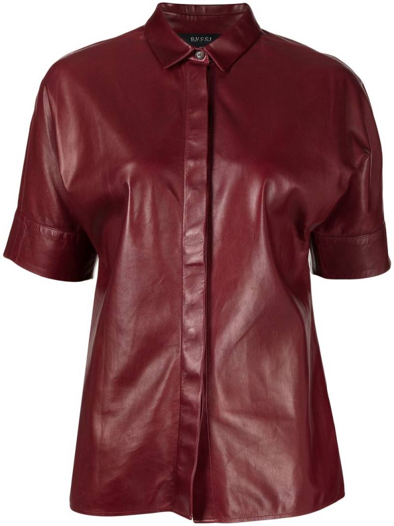 Gucci Pre-Owned short-sleeved leather shirt - Red von Gucci Pre-Owned