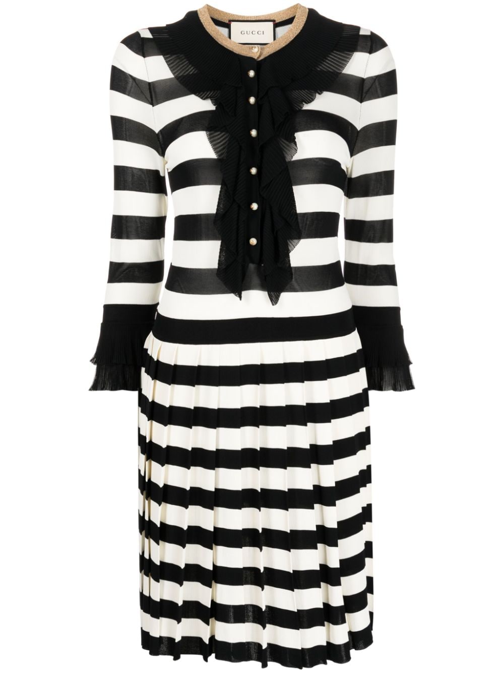 Gucci Pre-Owned striped midi dress - Black von Gucci Pre-Owned
