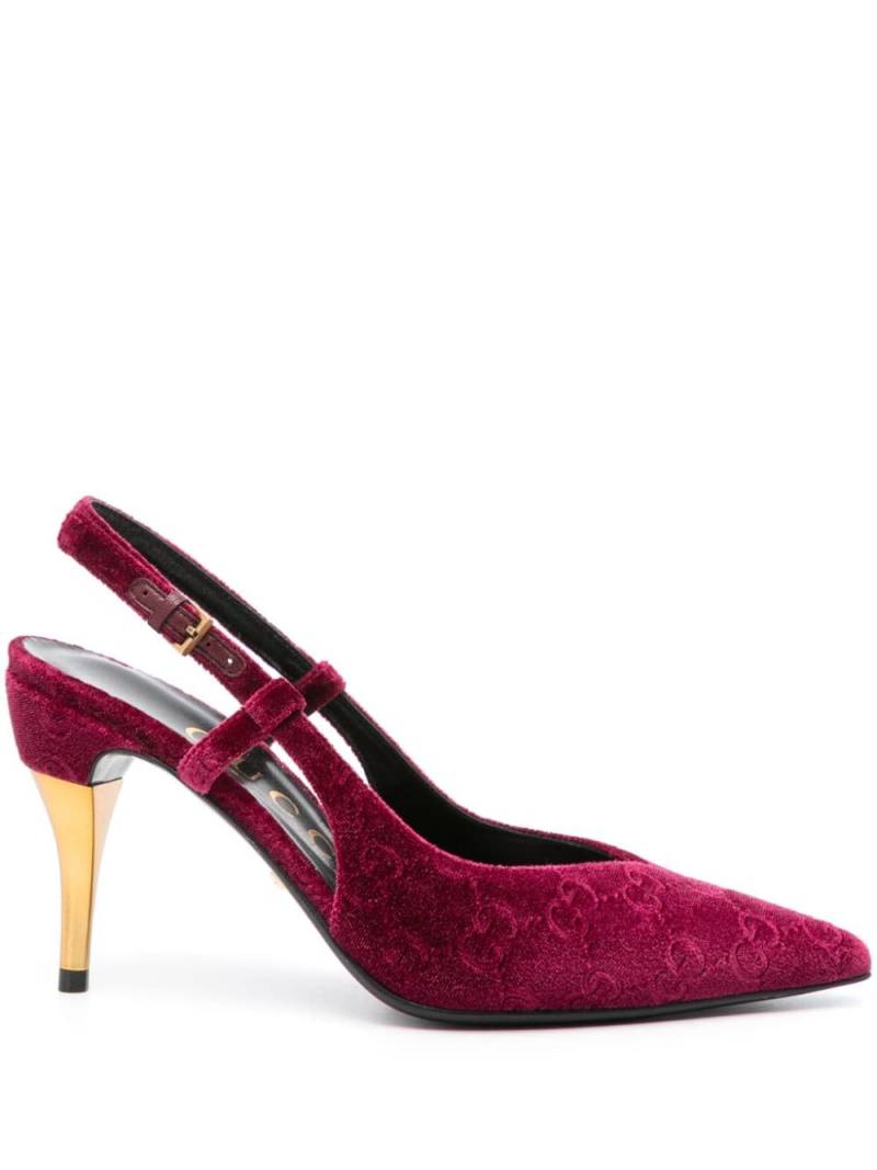 Gucci 100mm GG velvet slingback pumps - Pink von Gucci