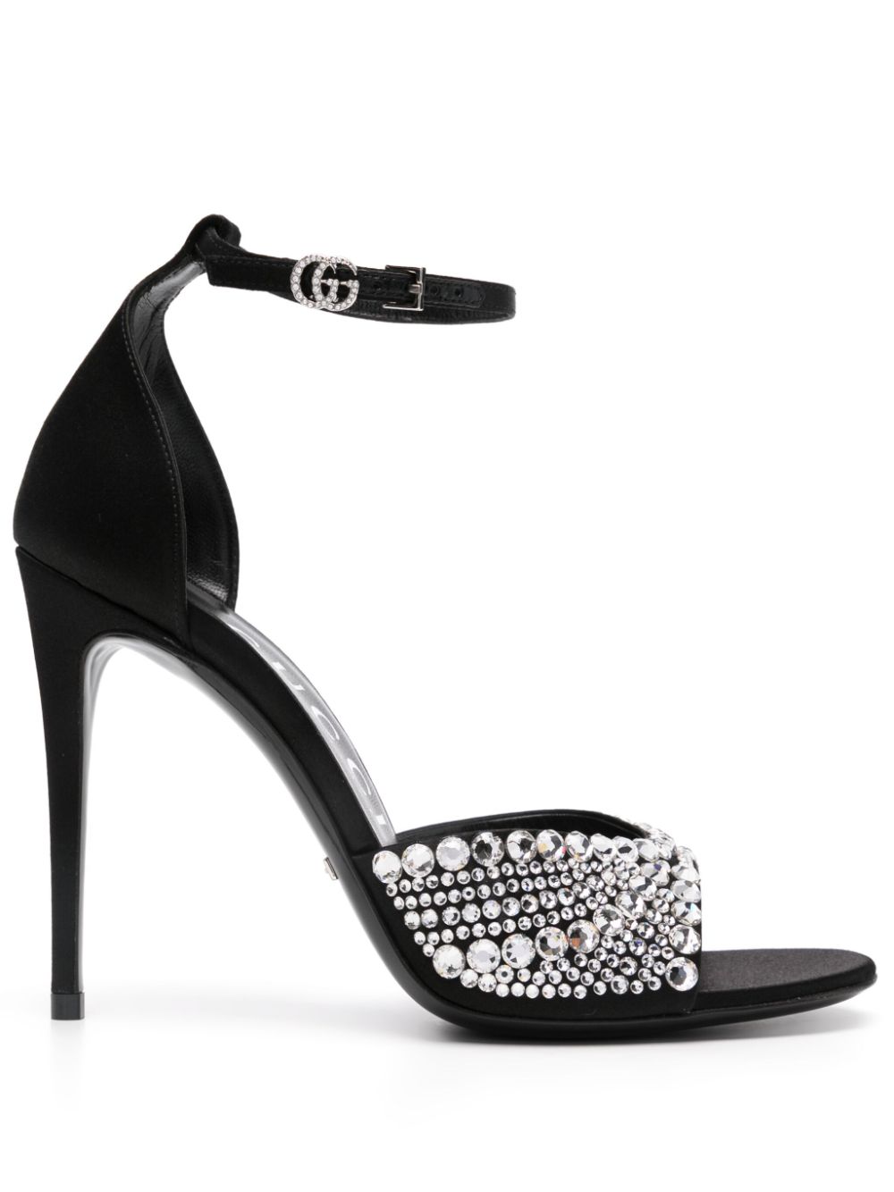 Gucci 110mm crystal-embellished satin sandals - Black von Gucci