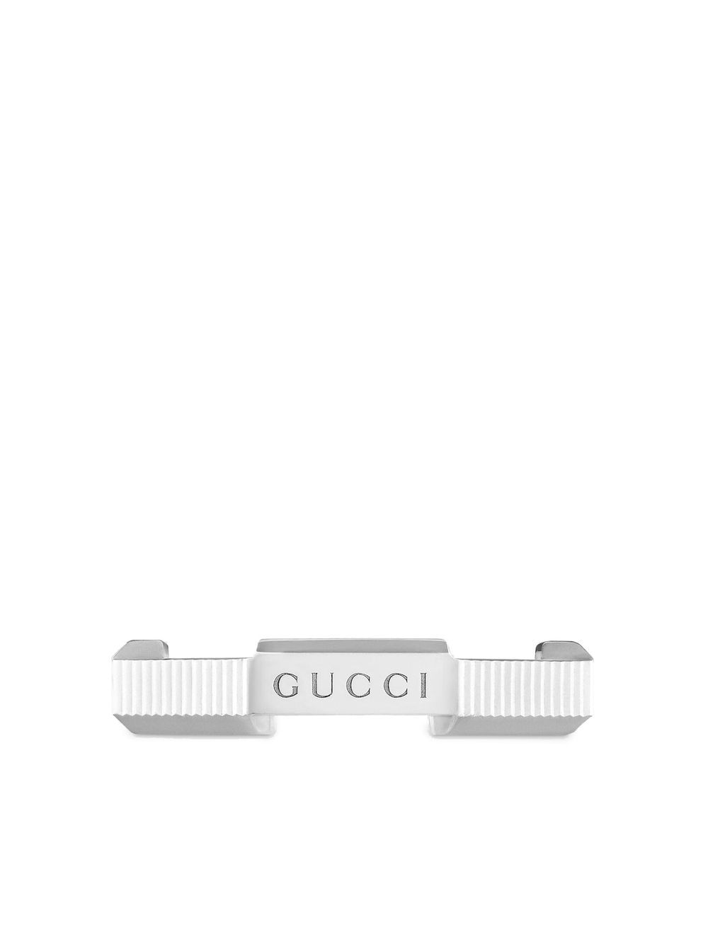 Gucci 18kt white gold Gucci Link to Love striped ring - Silver von Gucci