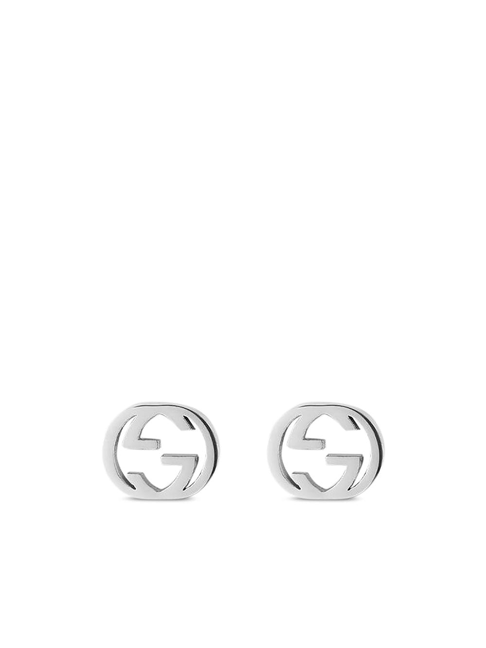 Gucci 18kt white gold Interlocking G stud earrings - Silver von Gucci