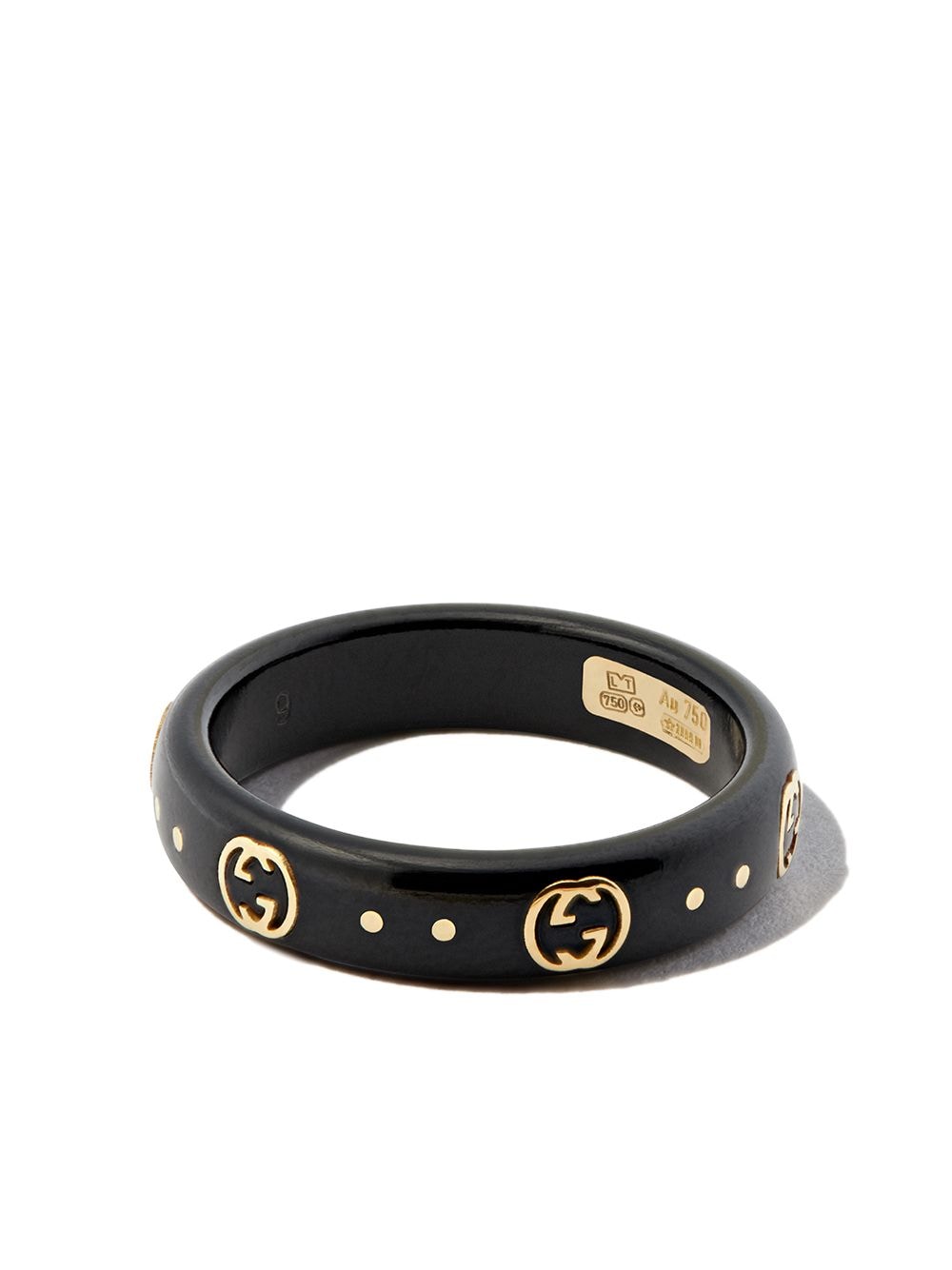 Gucci 18kt yellow gold Icon GG ring - Black von Gucci