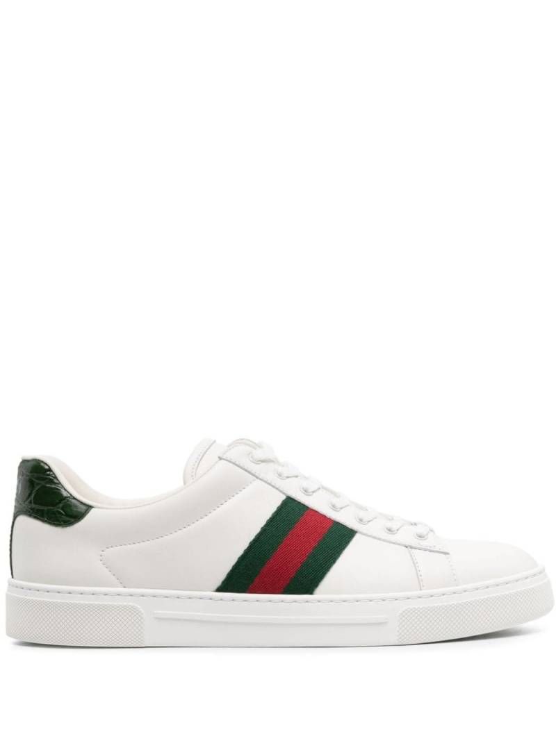 Gucci Ace Web-stripe leather sneakers - White von Gucci