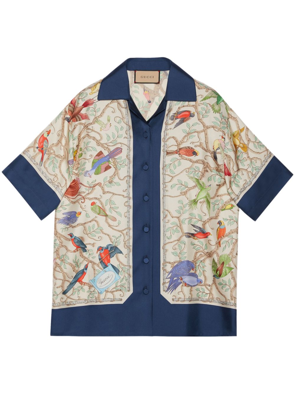 Gucci Bird-print silk shirt - Blue von Gucci