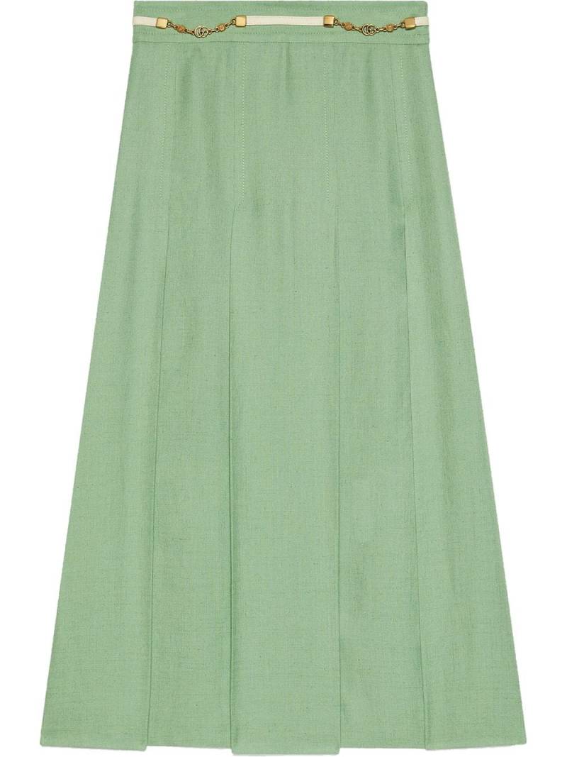 Gucci Double G chain pleated A-line skirt - Green von Gucci