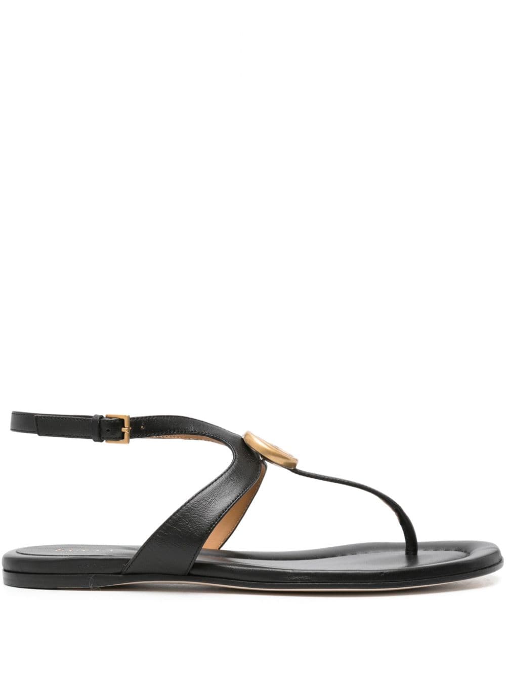 Gucci Double G leather thong sandals - Black von Gucci