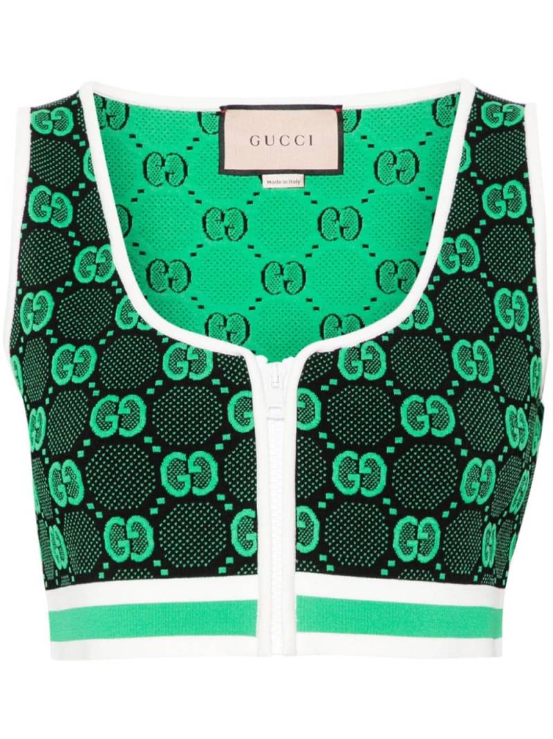 Gucci GG-jacquard cropped top - Black von Gucci