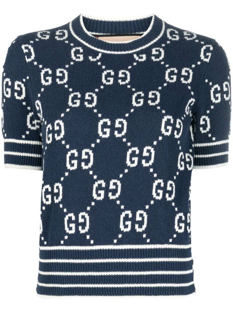 Gucci Double G logo jacquard top - Blue von Gucci