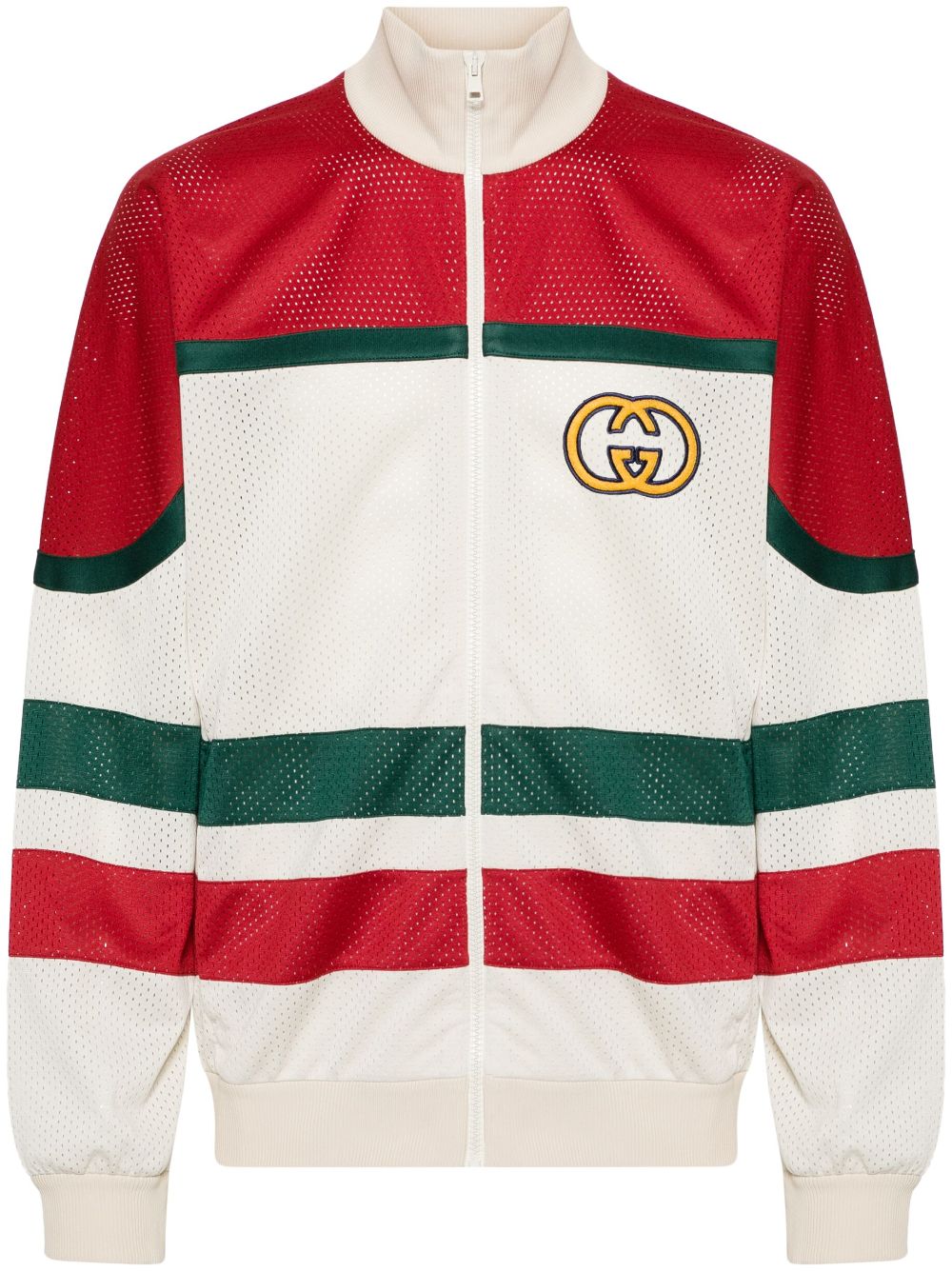 Gucci G logo-patch mesh jacket - White von Gucci