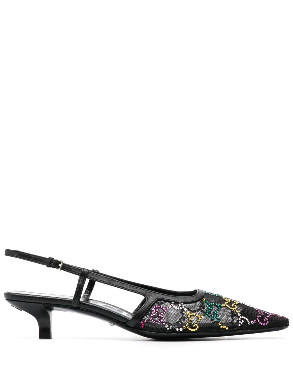 Gucci 40mm crystal-embellished slingback pumps - Black von Gucci