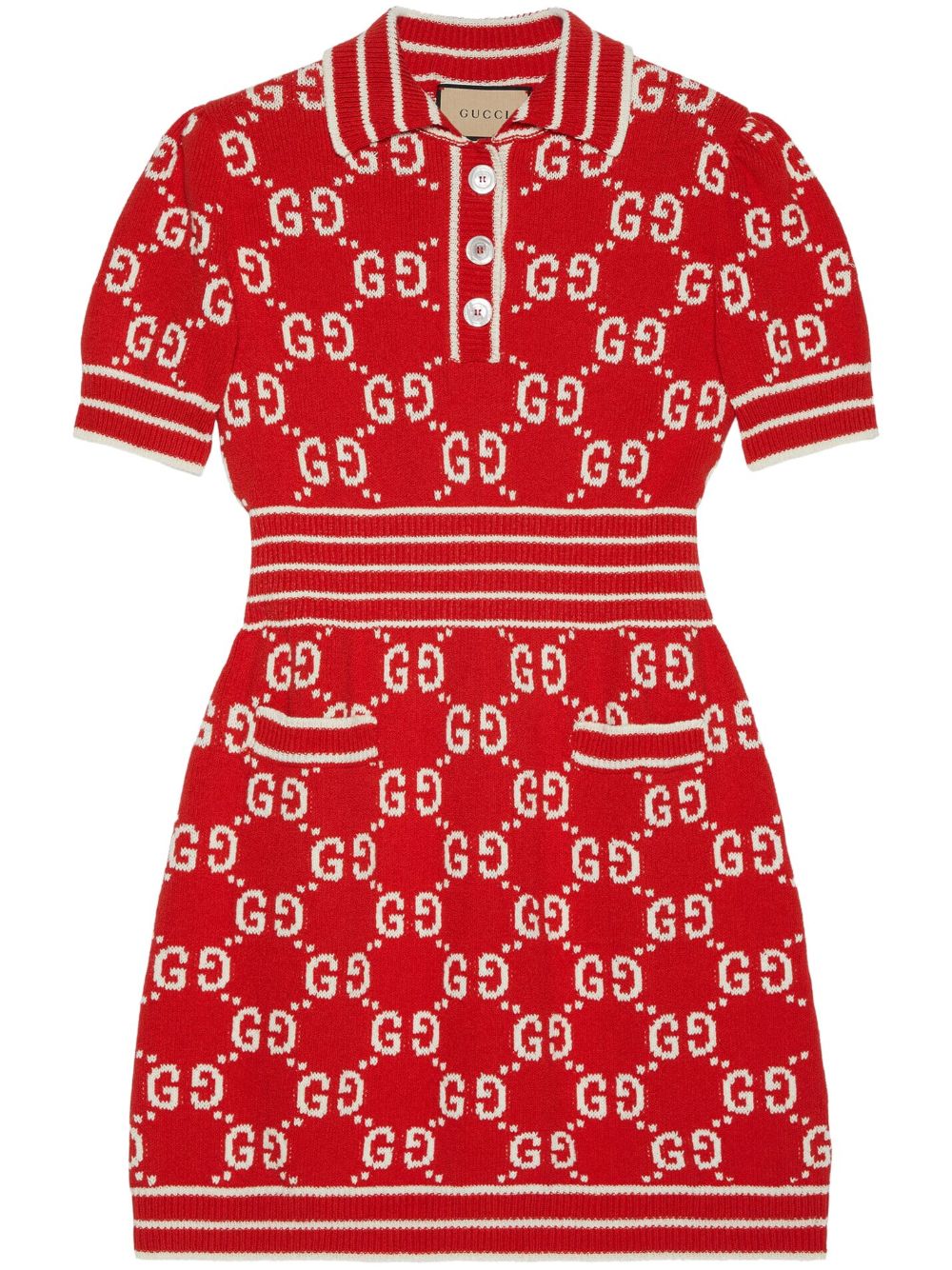 Gucci GG Damier-jacquard polo dress - Red von Gucci