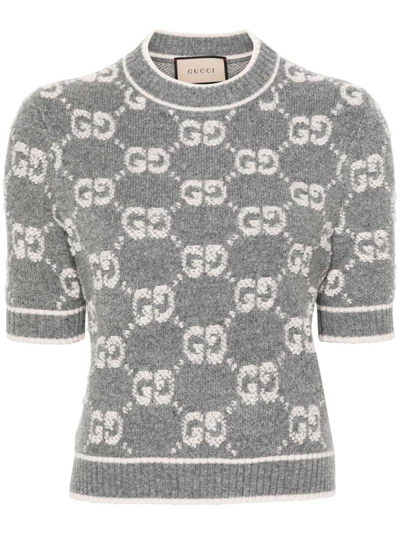 Gucci GG Damier-jacquard wool jumper - Grey von Gucci