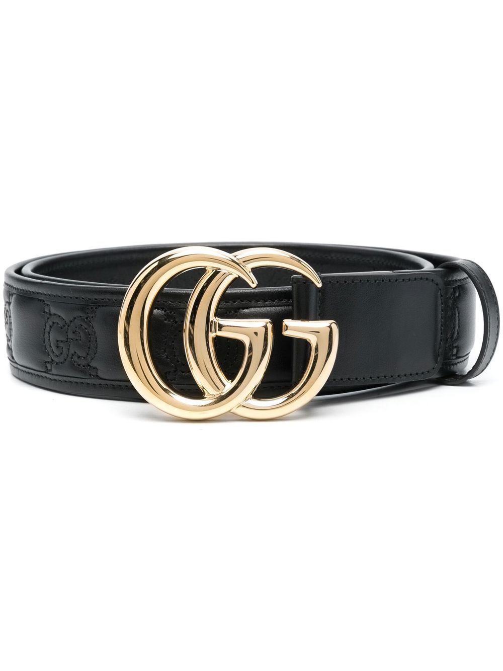 Gucci GG Marmont Matelassé leather belt - Black von Gucci