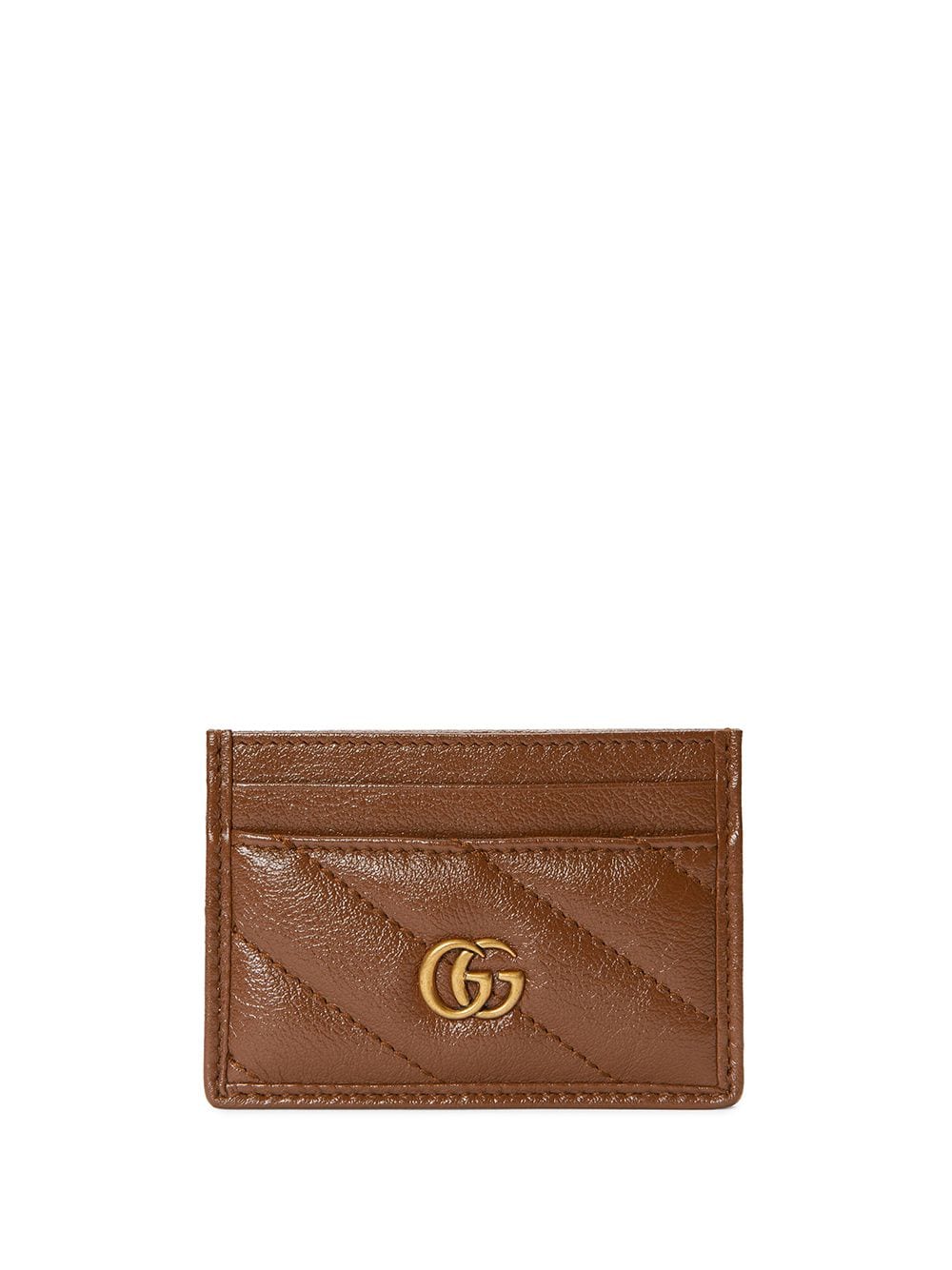 Gucci GG Marmont matelassé card case - Brown von Gucci