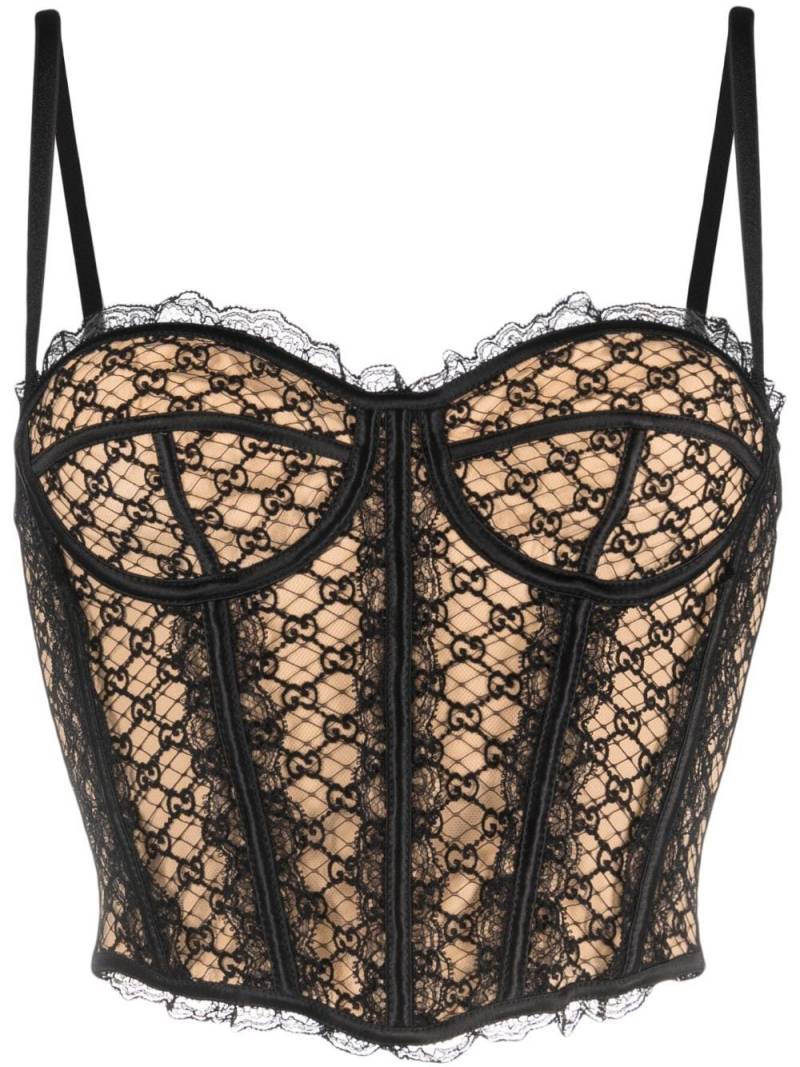 Gucci GG Net corset top - Black von Gucci
