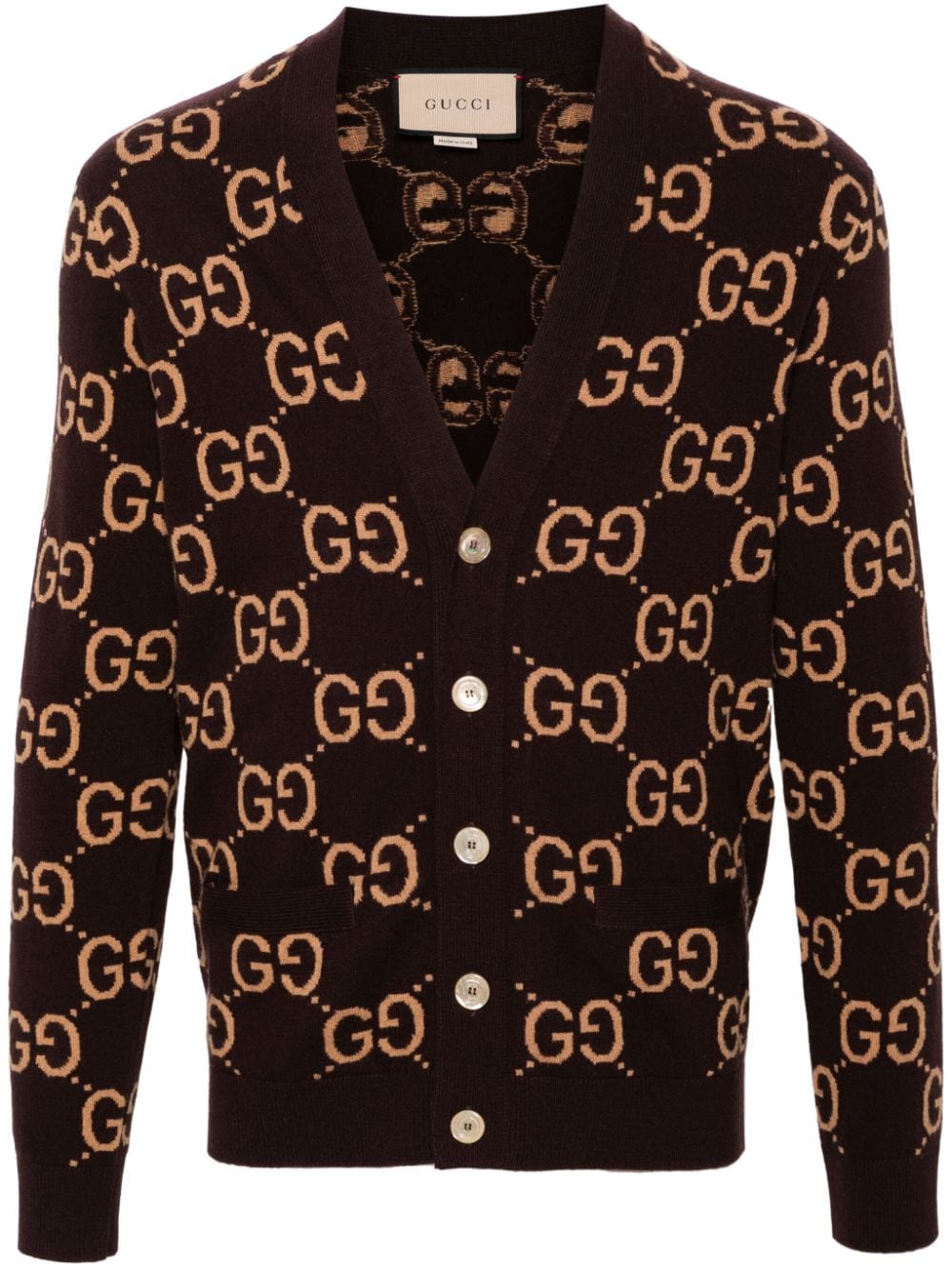 Gucci GG-jacquard wool cardigan - Brown von Gucci