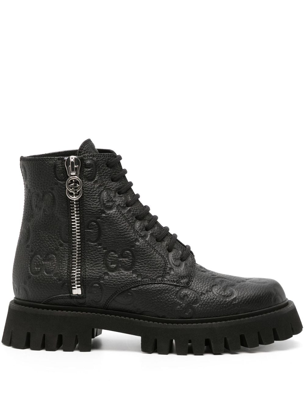 Gucci GG ankle leather boots - Black von Gucci