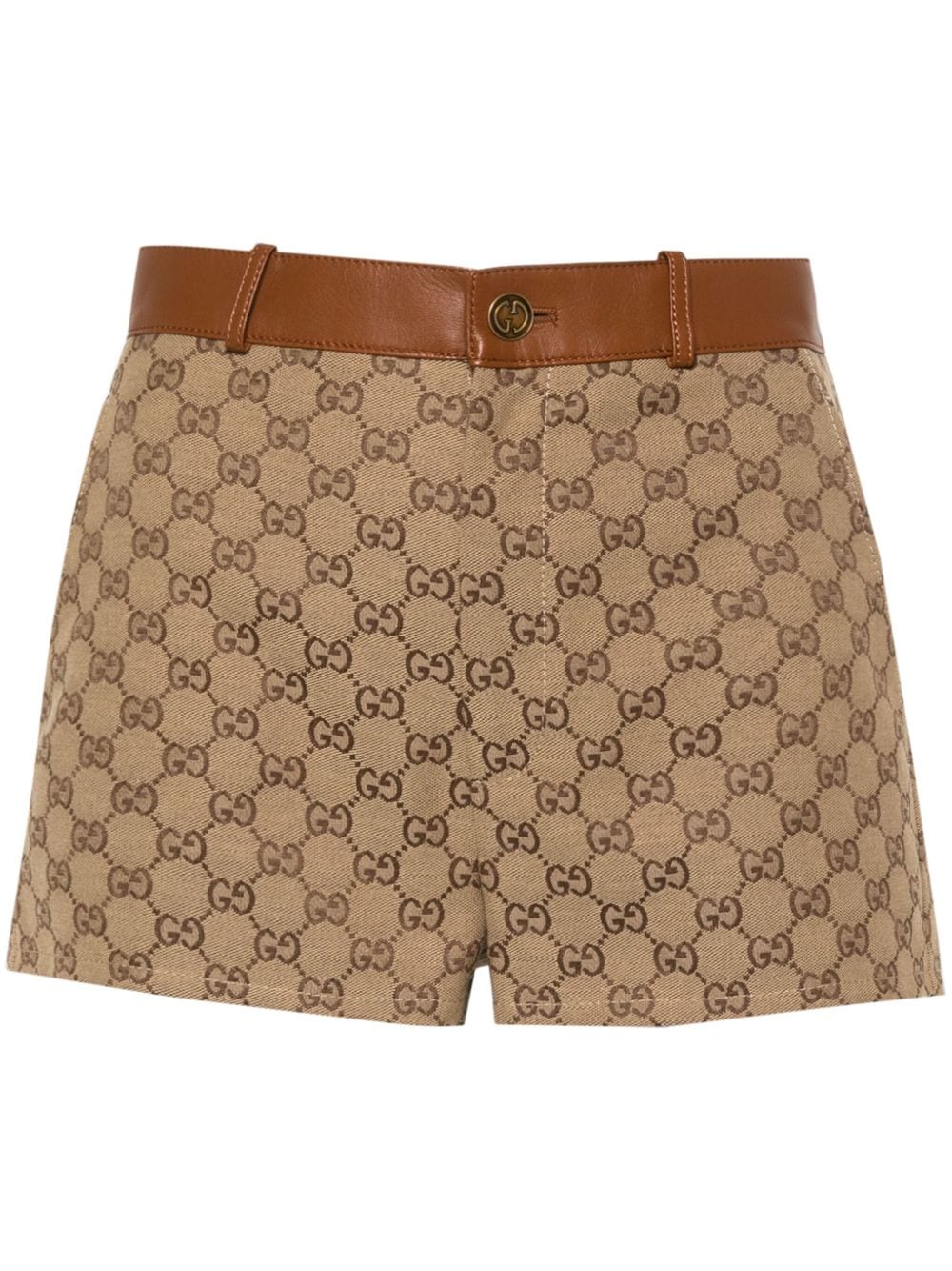 Gucci GG-canvas leather-trim shorts - Neutrals von Gucci