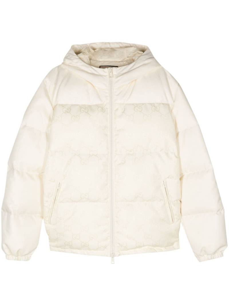 Gucci GG jacquard puffer jacket - White von Gucci