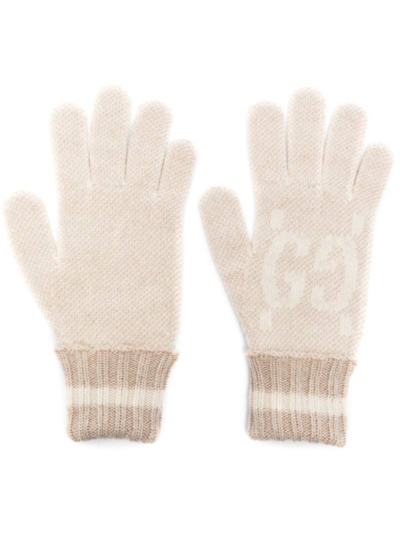 Gucci GG cashmere lamé gloves - Neutrals von Gucci