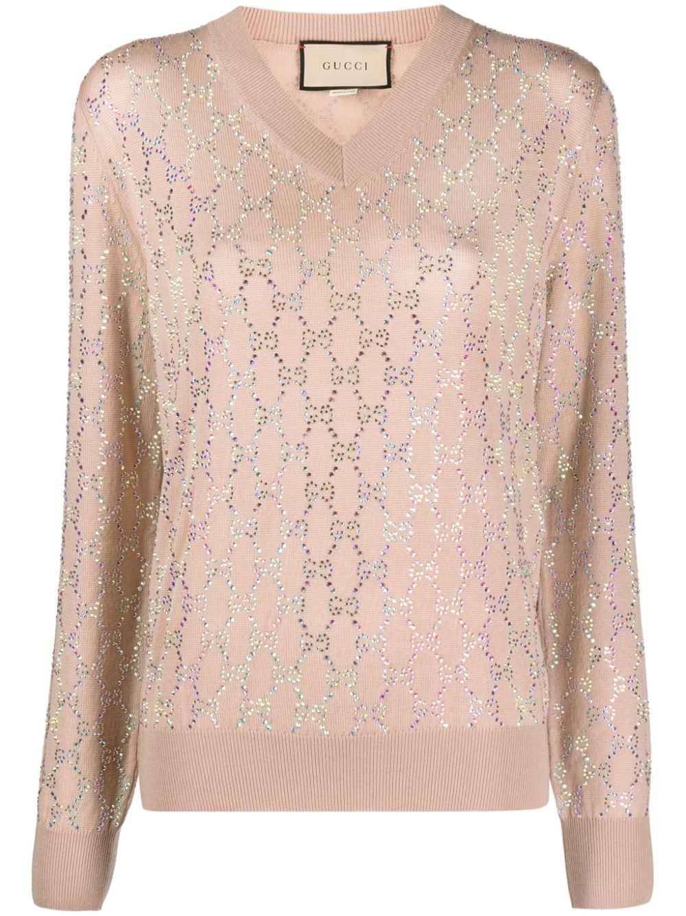 Gucci GG crystal-embroidered wool jumper - Pink von Gucci