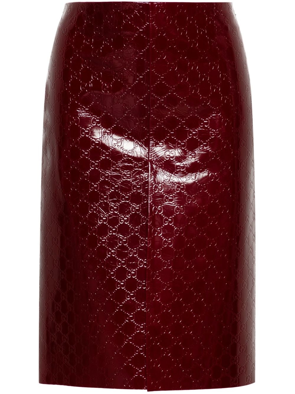 Gucci GG-debossed leather skirt - Red von Gucci