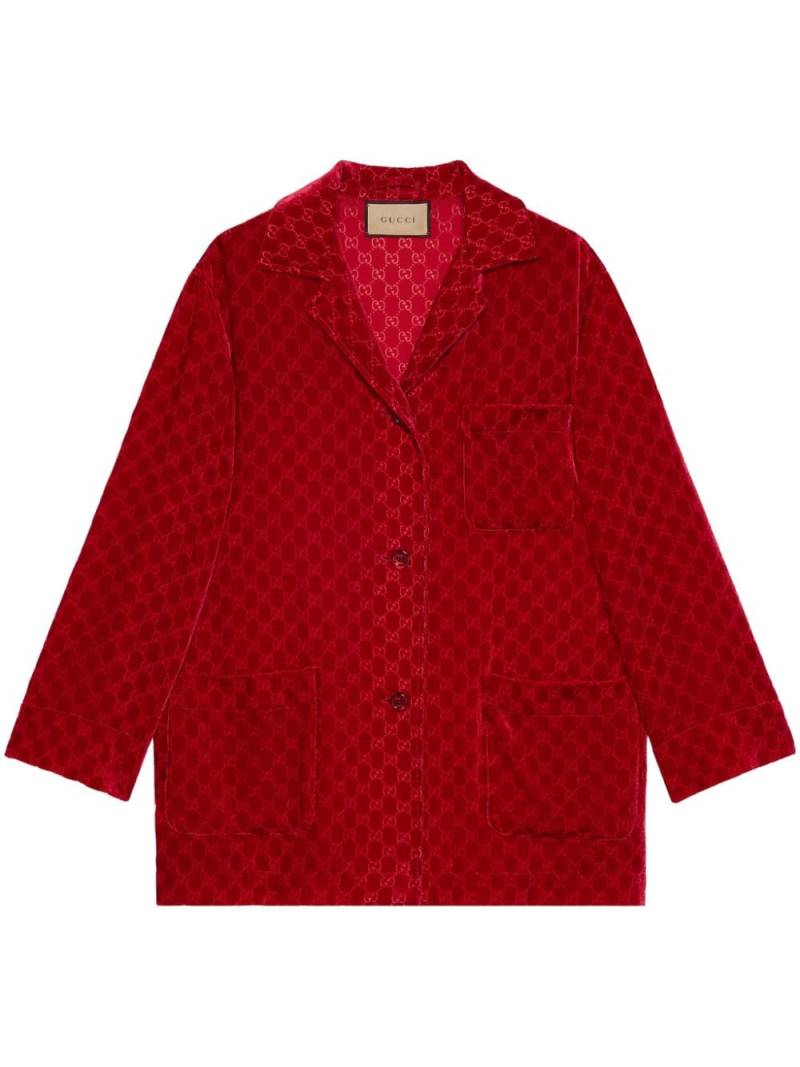 Gucci GG devoré-velvet shirt - Red von Gucci