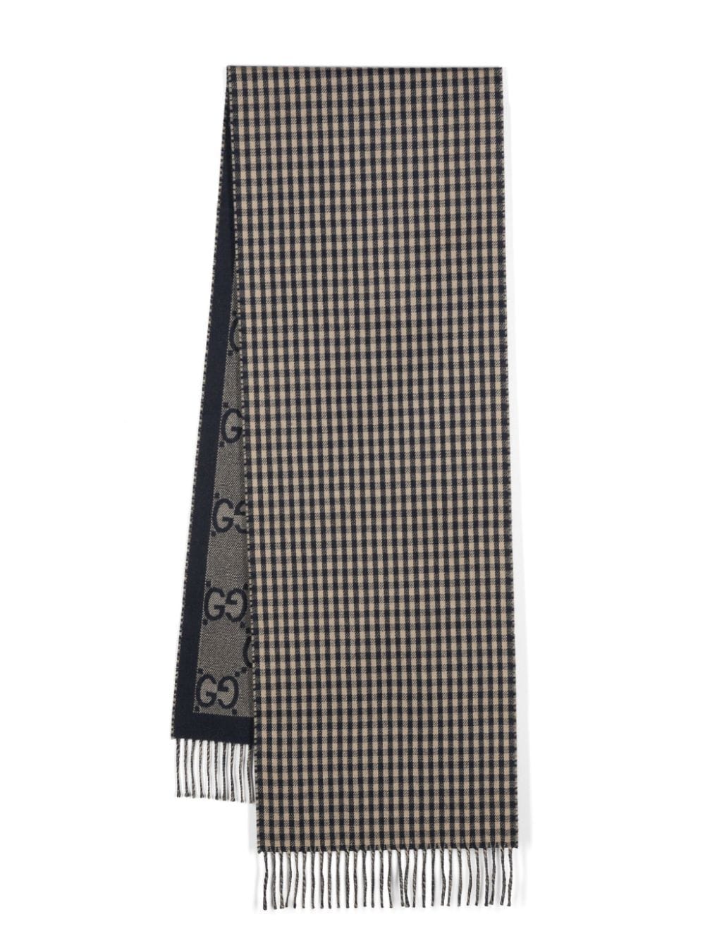 Gucci GG gingham reversible wool scarf - Blue von Gucci