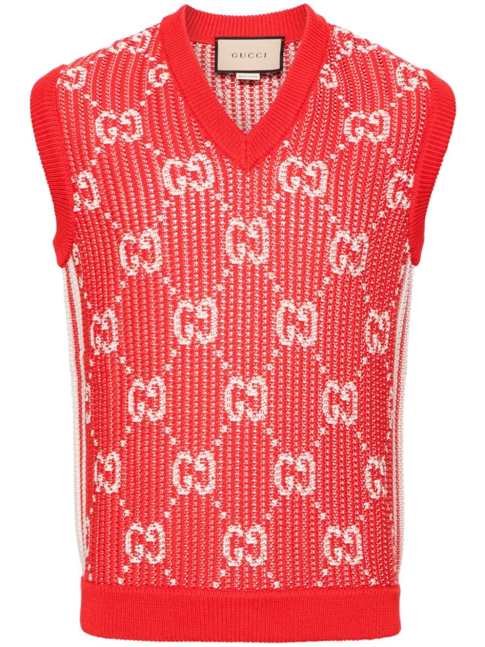 Gucci GG intarsia-knit sleeveless jumper - Red von Gucci