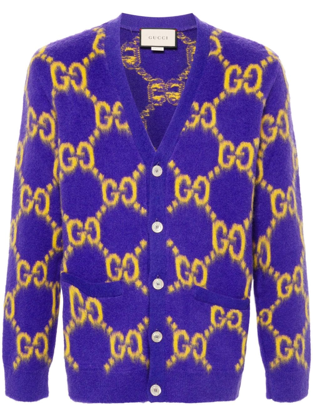 Gucci GG-intarsia wool cardigan - Purple von Gucci