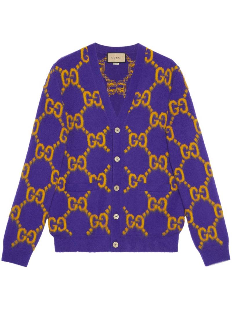 Gucci GG-intarsia wool cardigan - Purple von Gucci