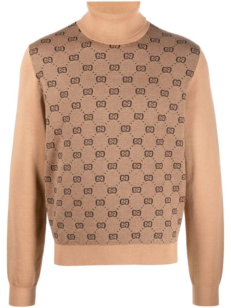 Gucci GG jacquard roll neck jumper - Brown von Gucci