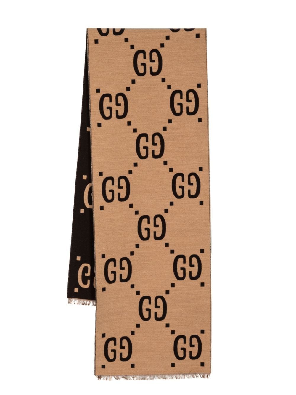 Gucci GG jacquard frayed scarf - Brown von Gucci